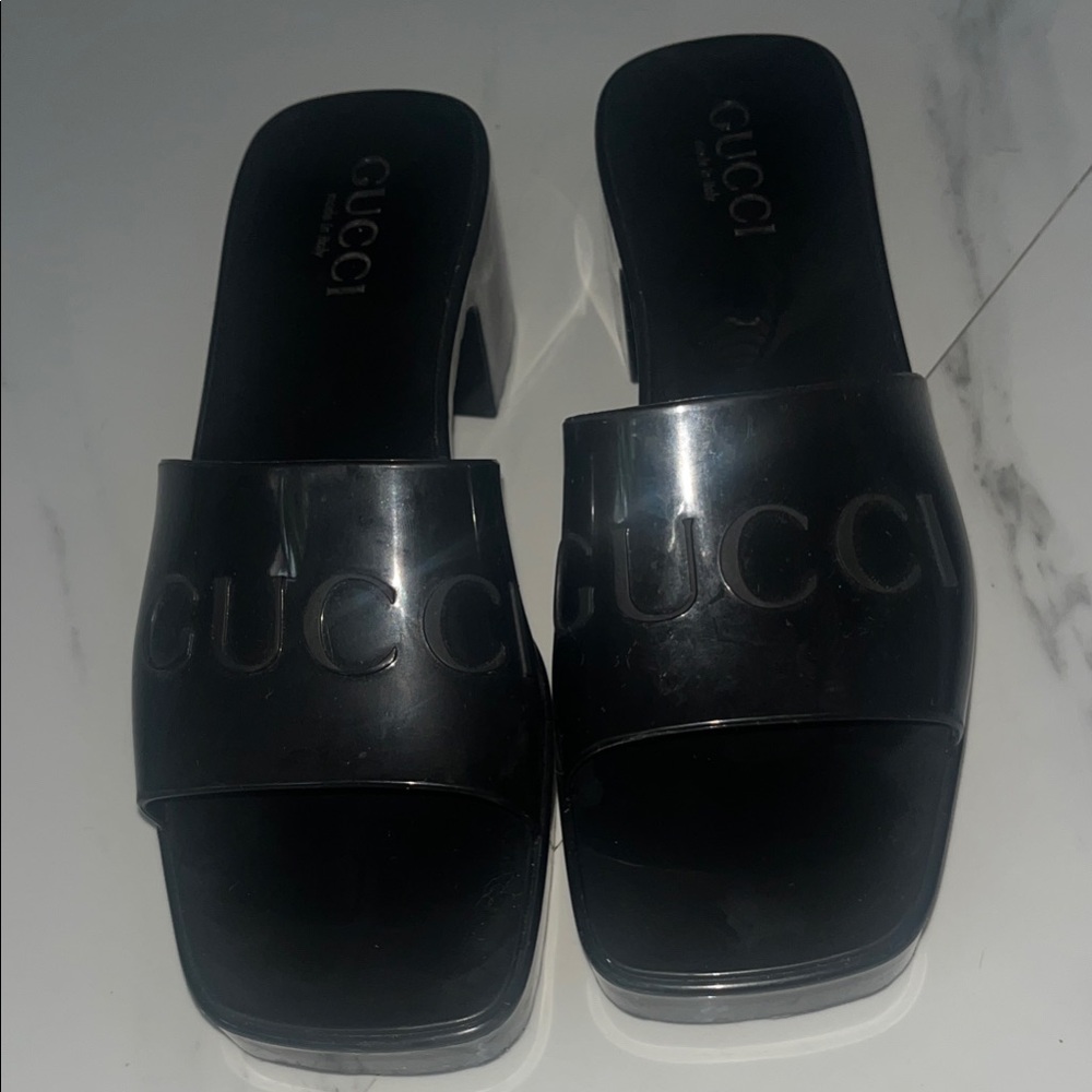 Gucci Women's Black Nero Rubber Wedge Slide